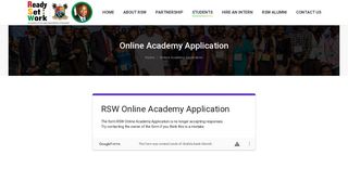Online Academy Application – Ready Set Work