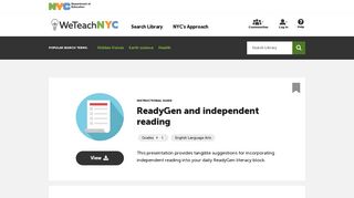 ReadyGen and independent reading | WeTeachNYC