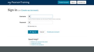 Sign in | MPT | My Pearson Training | Pearson