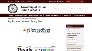 My Perspectives and ReadyGen - Township of Union Public Schools