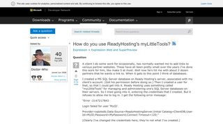 How do you use ReadyHosting's myLittleTools? - MSDN - Microsoft