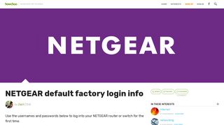 NETGEAR default factory login info - howchoo
