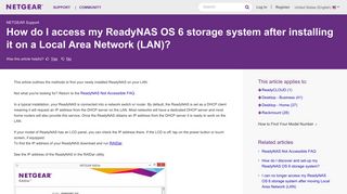 How do I access my ReadyNAS OS 6 storage system after installing it ...