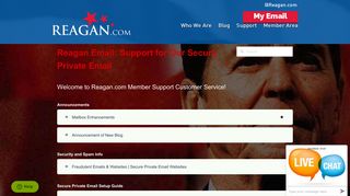 Support for Our Secure Private Email - Reagan.com
