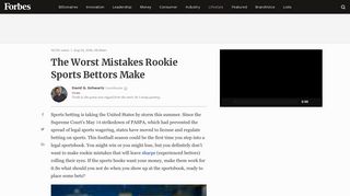 The Worst Mistakes Rookie Sports Bettors Make - Forbes