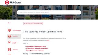 Save searches and set up email alerts - REA Support - Realestate