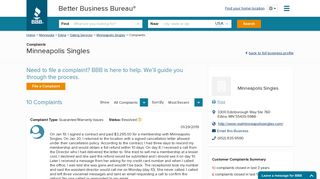 Minneapolis Singles | Complaints | Better Business Bureau® Profile