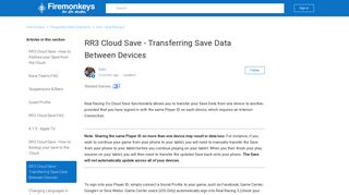 RR3 Cloud Save - Transferring Save Data Between Devices ...