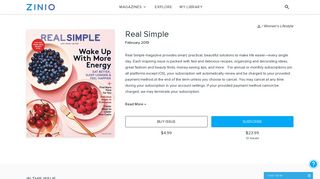 Real Simple subscription - Zinio