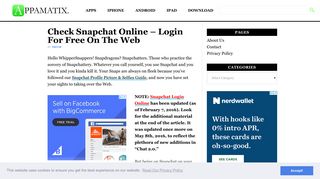Check Snapchat Online – Login For Free On The Web | Appamatix