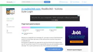 Access vt.realbiz360.com. RealBiz360 - VuVista Suite Login