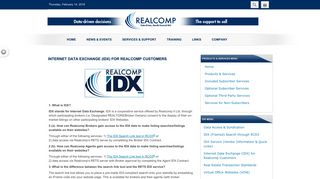 Internet Data Exchange (IDX) for Realcomp Customers