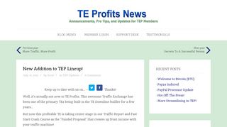 TE Profits News » Blog Archive » New Addition to TEP Lineup!