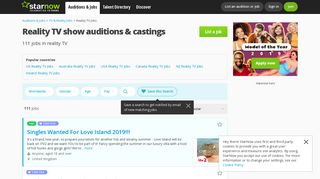 Reality TV show auditions & castings | StarNow