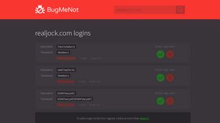 realjock.com passwords - BugMeNot