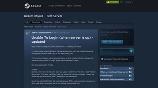 Unable To LogIn (when server is up) -updated :: Realm Royale - Test ...