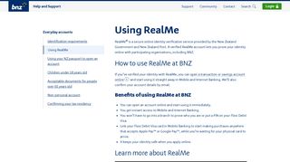Using RealMe - BNZ