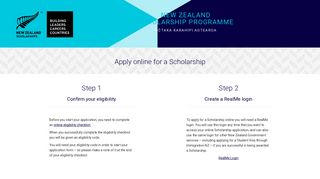 New Zealand Scholarship Programme - RealMe - login