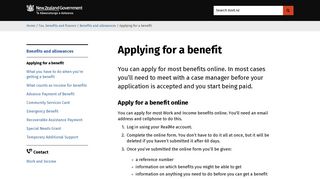 Applying for a benefit | NZ Government - Govt.nz