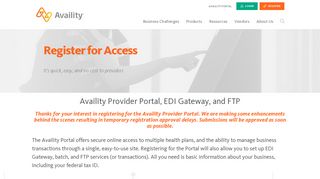 Register Now For Portal Access - Availity