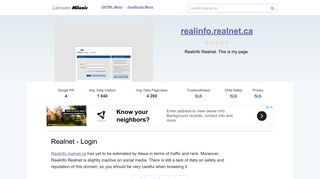 Realinfo.realnet.ca website. Realnet - Login.