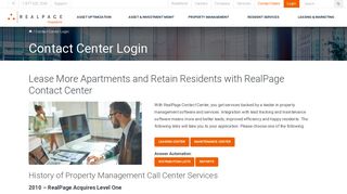 Contact Center Login to Leasing and Maintenance Call ... - RealPage