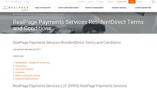 RealPage Payments Services ResidentDirect Terms and Conditions ...