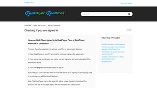 Checking if you are signed in - support - RealPlayer