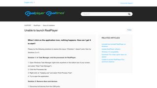 Unable to launch RealPlayer – SUPPORT