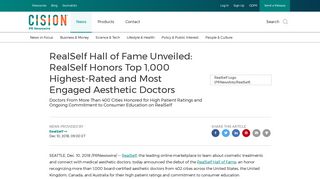 RealSelf Hall of Fame Unveiled: RealSelf Honors Top 1,000 Highest ...