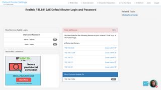 Realtek RTL8812AE Default Router Login and Password - Clean CSS