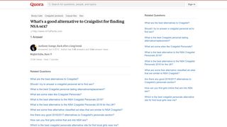 What's a good alternative to Craigslist for finding NSA sex? - Quora