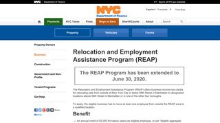 Relocation and Employment Assistance Program (REAP) - NYC.gov