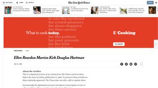 Ellen Reardon Marries Kirk Douglas Hartman - The New York Times
