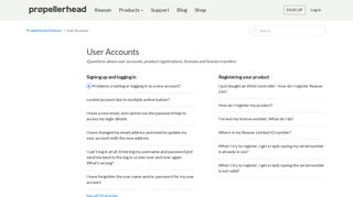 User Accounts – Propellerhead Software