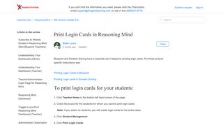 Print Login Cards in Reasoning Mind – Customer Care
