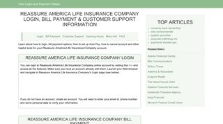 Reassure America Life Insurance Company Login, Bill Payment ...