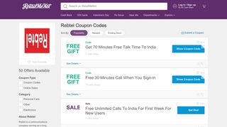 Rebtel Promo Codes, 50 Coupons 2019 - RetailMeNot