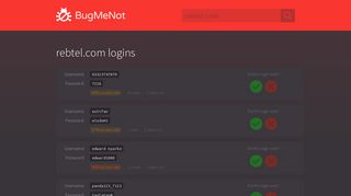 rebtel.com passwords - BugMeNot