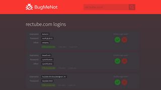 rectube.com passwords - BugMeNot