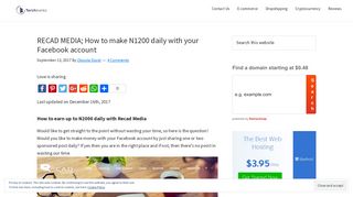RECAD MEDIA; How to make N1200 daily with your Facebook account