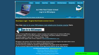 RECampus Login for Virginia Real Estate License Course