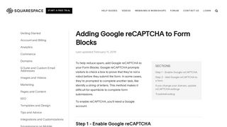 Adding Google reCAPTCHA to Form Blocks – Squarespace Help