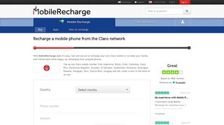 Recharge a mobile phone from Claro network