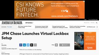 JPM Chase Launches Virtual Lockbox Setup | American Banker
