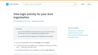 View login activity for your Xero organisation - Xero Central