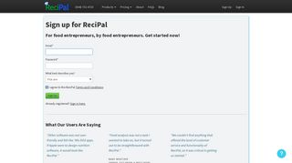 Sign up for ReciPal