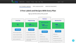ReciPal Nutrition Labeling Pricing Options and Free Trial
