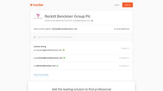 Reckitt Benckiser Group Plc - email addresses & email format • Hunter