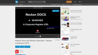 Reckon Docs and Reckon Searches - Reckon Conference 2014